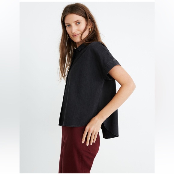 Madewell Shirt Womens Size Small Black Denim Hilltop Lunar Wash Button Down - Picture 1 of 12